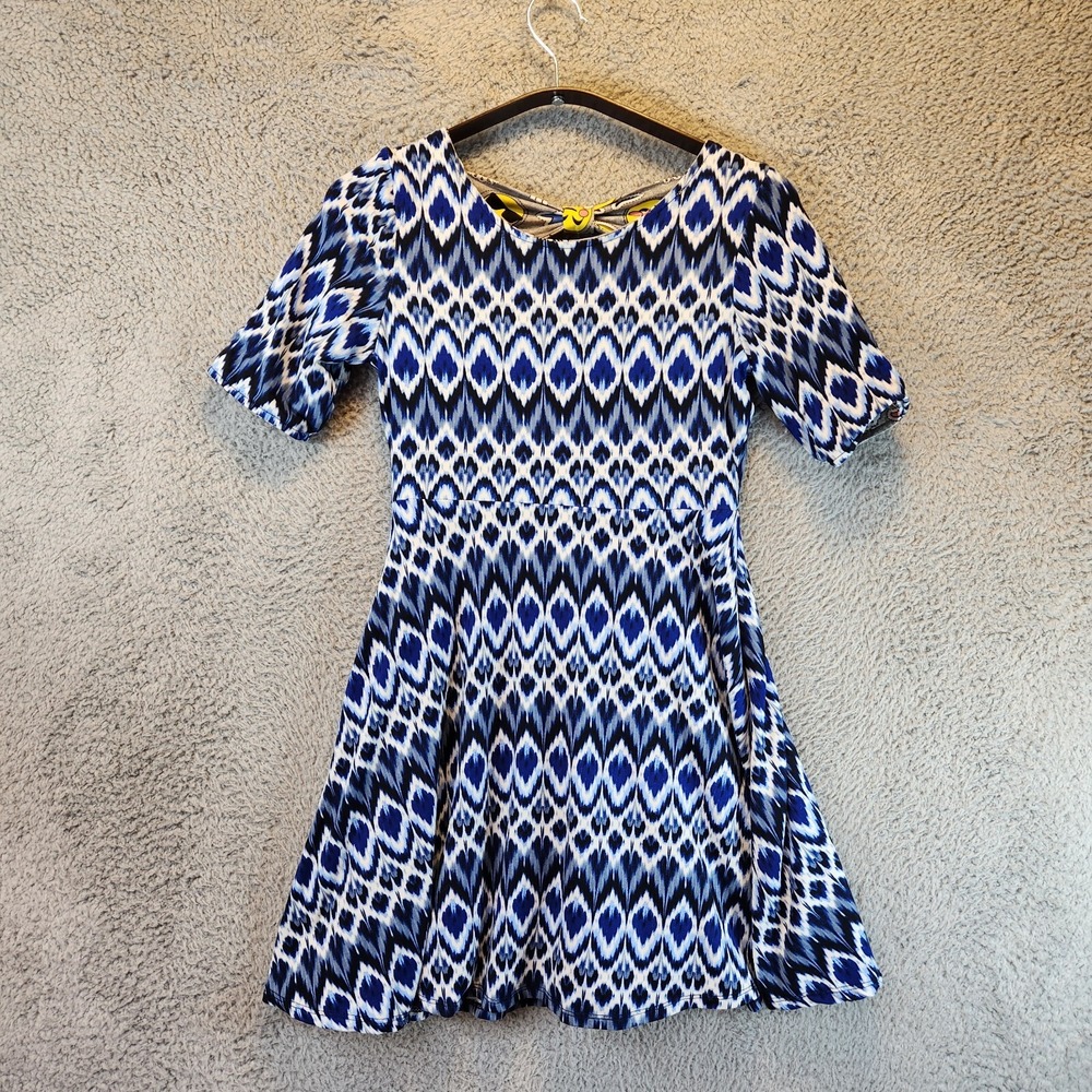 Emily West Emoji Reversible Dress Girls 12 Multicolor Geometric Short Sleeves